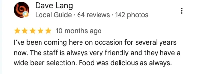 5-star review by Dave Lang on Google